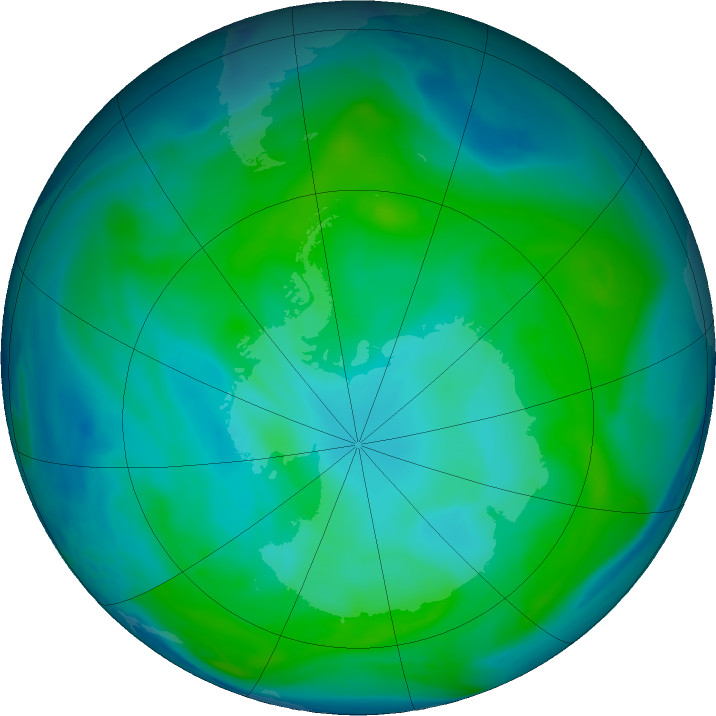 Antarctic ozone map for 18 January 2017